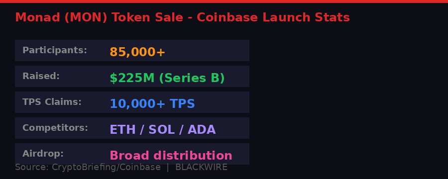 Monad MON token launch statistics