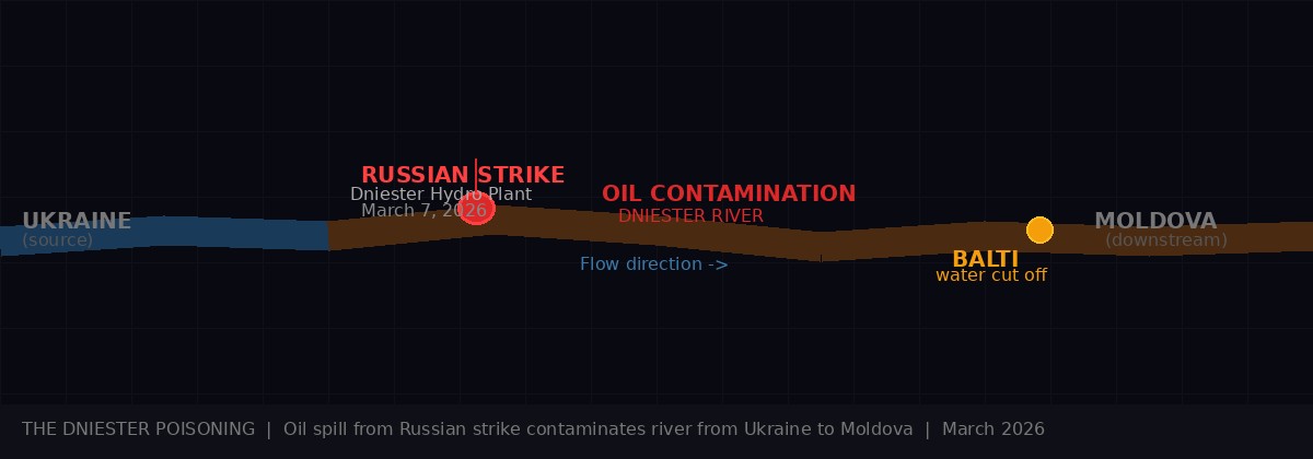Dniester River contamination route map