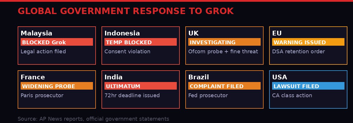 Global government response to Grok