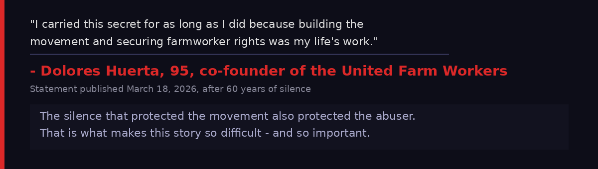 Quote from Dolores Huerta: I carried this secret for as long as I did