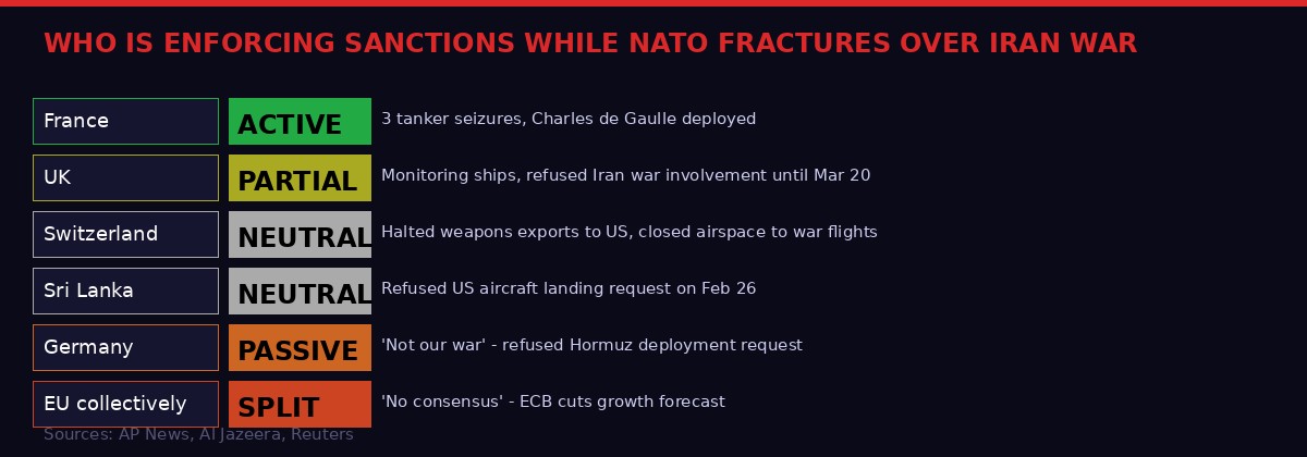 NATO allies and shadow fleet enforcement status comparison