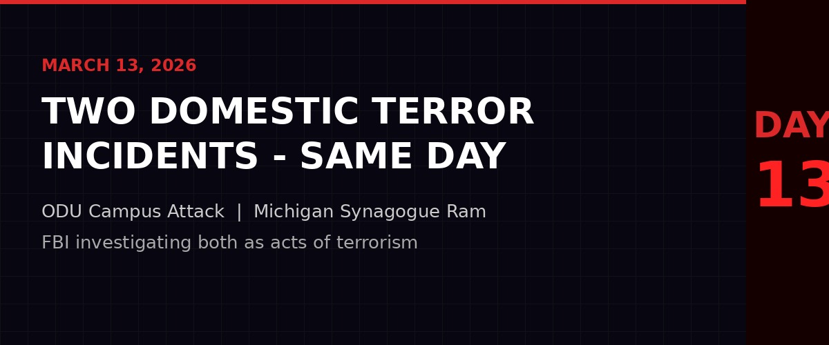 Timeline: March 13, 2026 - Two domestic terrorism incidents in the same day