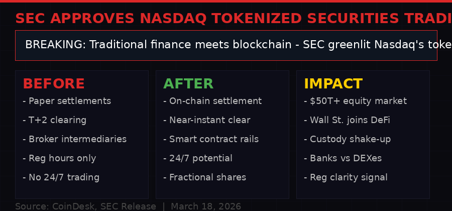 Before and after: SEC approves Nasdaq tokenized securities trading