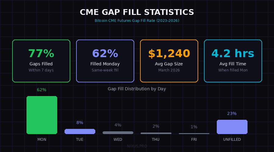 CME gap fill statistics and probability data
