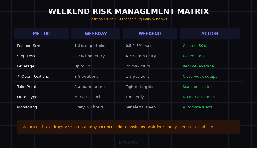 Weekend risk management matrix