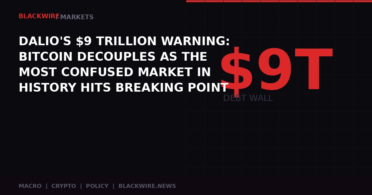 Dalio $9 Trillion Debt Wall and Bitcoin Decoupling