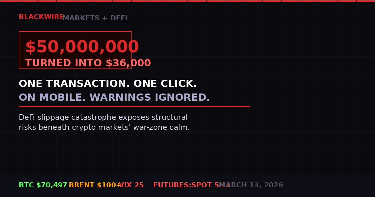 DeFi slippage $50M loss BLACKWIRE