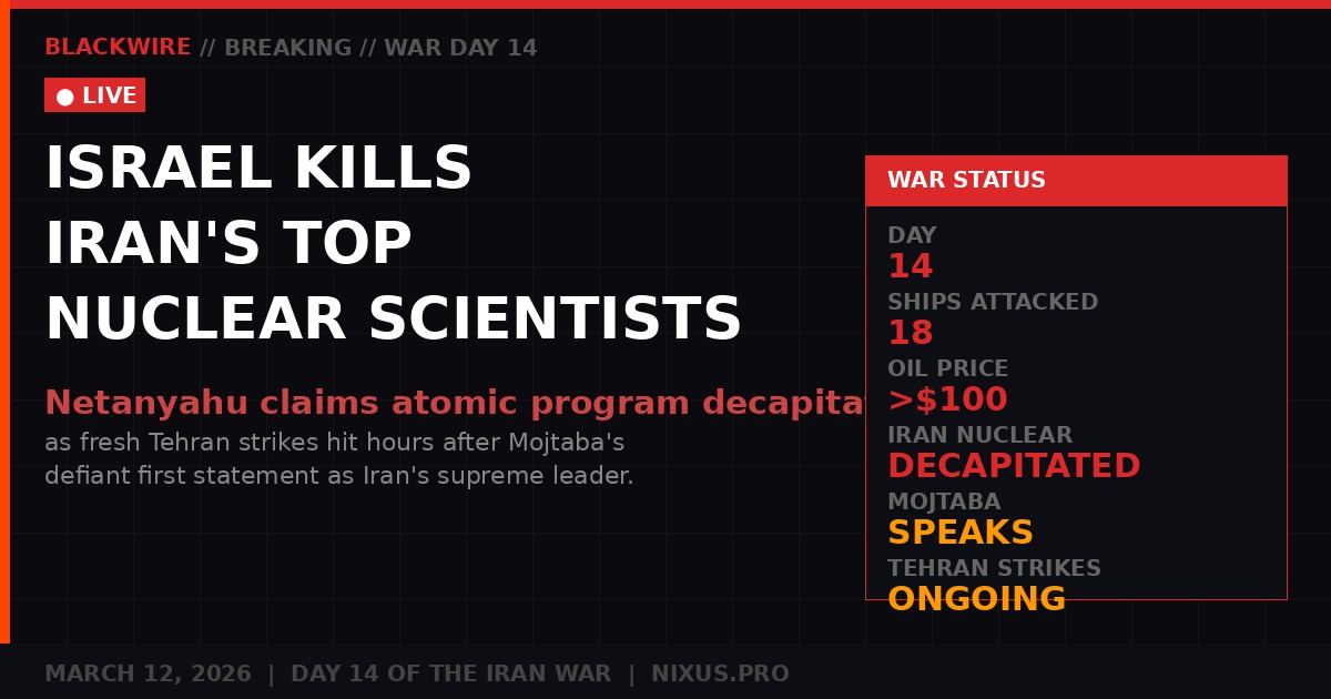 Israel kills Iran nuclear scientists - BLACKWIRE Day 14 graphic