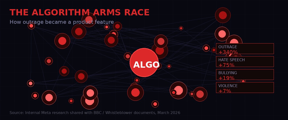 Algorithm network visualization showing how outrage content spreads